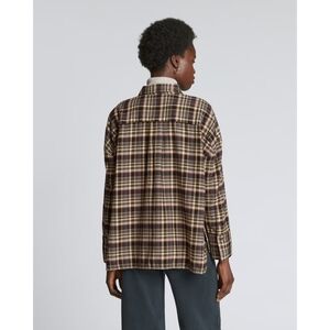 Everlane Shirt Womens Brown Flannel Boxy Plaid Button Up Pockets